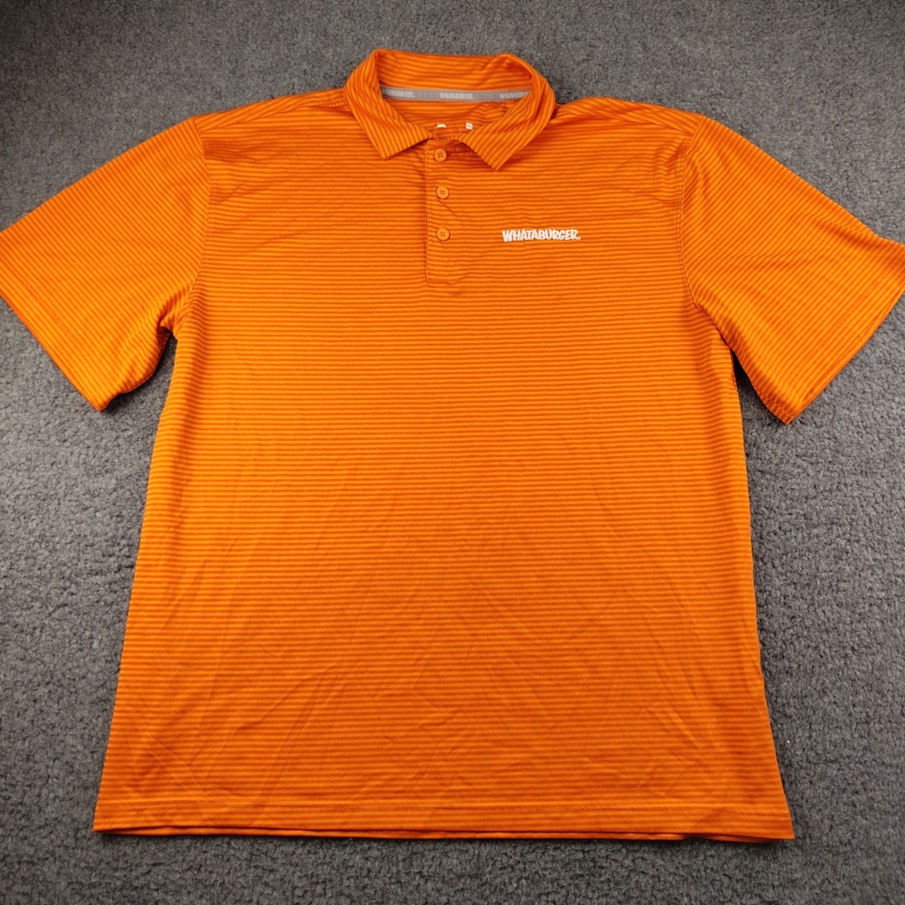 Whataburger Polo Shirt Mens Large Orange Striped Performance Golf